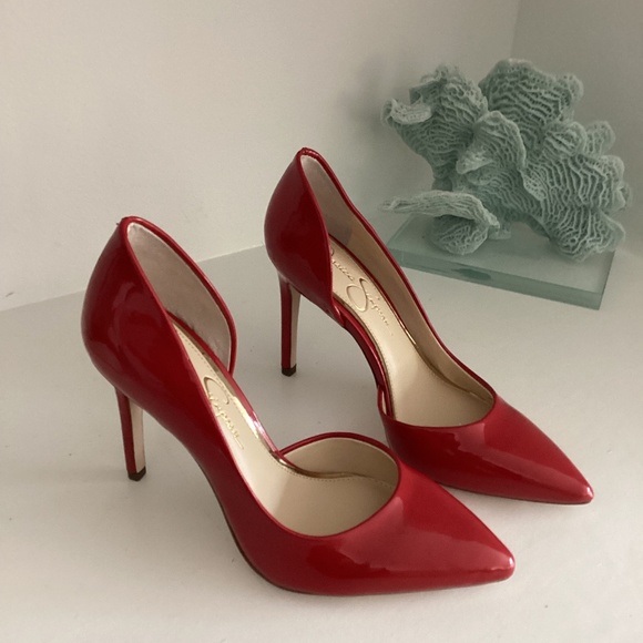 NEW Jessica Simpson Women's Prizma Red Pointed Toe D'Orsay Heels Size 36.5 US 6 - Picture 1 of 11